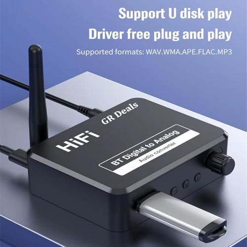 Bluetooth 5.3 Digital to Analog Audio Converter, DAC Receiver with Optical SPDIF Toslink to 3.5mm AUX & RCA L/R, Wireless HiFi Stereo Adapter for TV, Phone, Speakers, and Home Theater (Black) 5 41C68HdXH9L