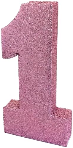 Number 1 Glitter Table Decoration Light Pink