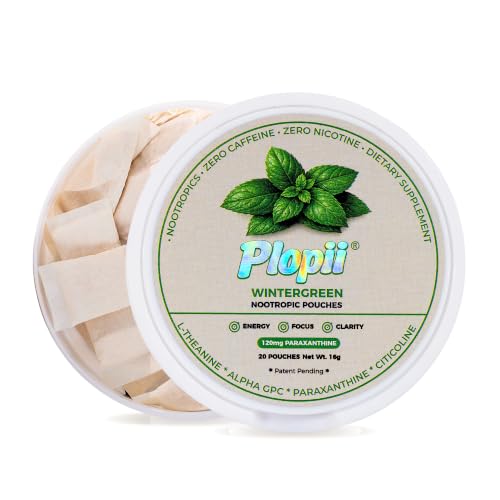 Plopii Focus Nootropic Pouches 120mg Paraxanthine Pre-Workout Energy Pouch 20 Count (5 Flavors)