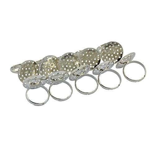 10枚の銀製の調整可能なリングブランク篩ベース20mmの所見