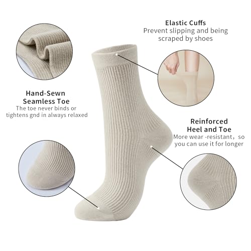 J-BOX 10 pairs Crew Socks for Women Knit Ribbed Cotton Socks Running Athletic2