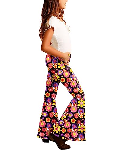 Image of Deerose Girls Halloween Hippie Bell Bottom Pants High Waist Flare Pants 5-14 Years
