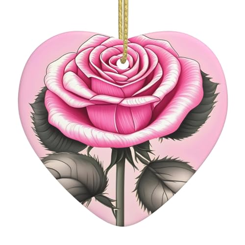 Bellissime rose rosa in ceramica a forma di cuore ornamenti alla moda e romanzo decorazioni per albero di Natale