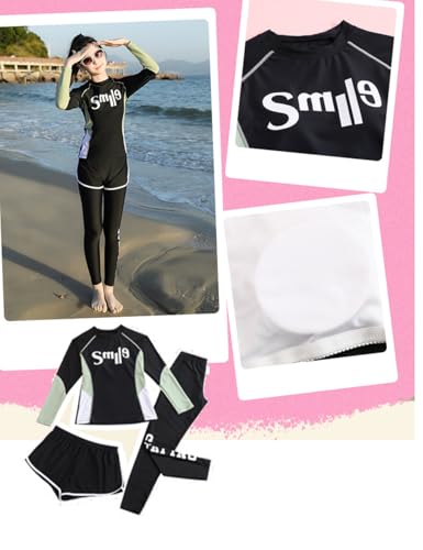 Image of KORADI Girls Swimsuits Rash Guard Swim Set Kids Two-Piece Bathing Suits Teen Swimwear Beach Shorts Sun Protection Swim Shirts