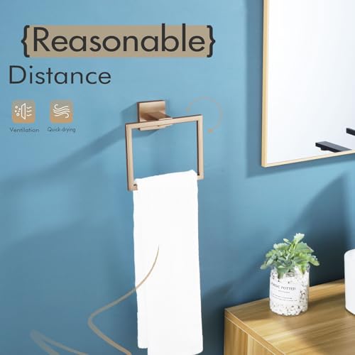 Image of KOKOSIRI Towel Ring Holder Bathroom Lavatory Hand Towel Rack Wall Mount Bathroom Hardware Champagne Bronze Stainless Steel, B3004CPG