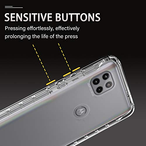 Amenq Motorola One 5G Ace Phone Case, Xt2113-2 Case, Moto One 5G Ace Case With Tempered Glass Screen Protector, Clear Shockproof With Tpu Bumper And Hard Protective Pc Front Case #TOP4