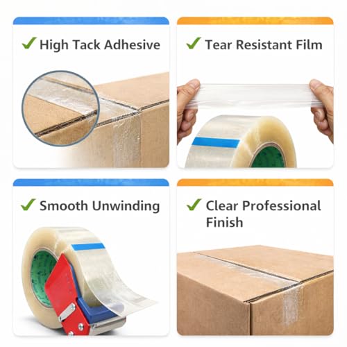 Image of Clear BOPP Packing Tape 3 Inch x 300 Meter Pack of 2 Rolls | Heavy Duty Clear Carton Sealing Tape for Industrial Ecommerce Shipping and Warehouse Use