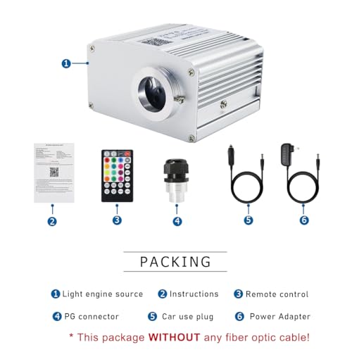 Image of AKEPO 10W Twinkle Fiber Optic Light Engine Light Source, APP Control + Music Activated + 28-Key Remote Control for Car Stars Headliner and Home Star Ceiling Kit