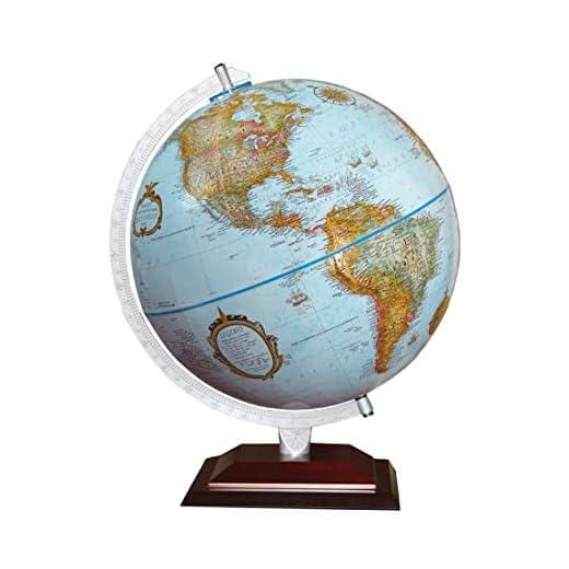 Replogle Aragon 12" Desktop World Globe, Raised Relief, Up-to-Date Cartography, Made in USA (Blue Ocean)