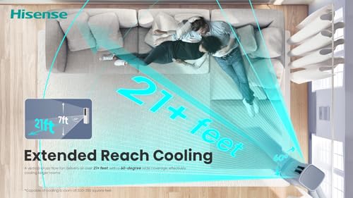 Image of Hisense 8000 BTU 350 Sq. Ft. with Inverter Compressor, Dual Hose Portable Tower Air Conditioner HIAP0825TWD, up to 350 Sq Ft., Wi‑Fi app control for Alexa /Google, Oscillating - HIAP0825TWD (Renewed)