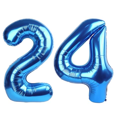Image of Number Balloons Dark Blue 24 Balloon 40 inch for 24 42 Birthday Decorations | Saturated Color, Large 40 in, With Inflation Straw & Hanging Hole, Great for Men's Party, Back-To-School Season, Pool Party