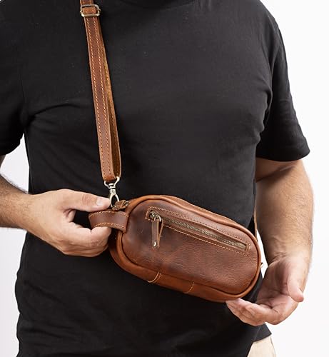 Handmade Premium Leather Men's Toiletry Travel Bag - Dopp Kit & Crossbody Bag, Genuine Leather, Makeup Organizer, Gift Ideas for Men & Women, Small Travel Bag, Travel Kit, Accessories for Men4
