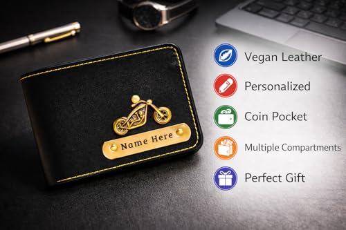 Image of SCPmarts Premium Personalized Wallet for Men with Name & Charm - Stylish Personalized Wallet with Multiple Card Slots & Durable Finish - Ideal Gift for Birthday, Anniversary (Black)