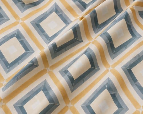 Image of Fitted Bedsheet Multicolor Diamond Print Glace Cotton 210 TC | King Size for Double Bed Fits 6 x 6.5 ft Mattress (72 x 78 Inch) | All Around Elastic | 2 Pillow Covers | 10 Inch Deep Pocket