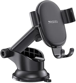 حامل جوال جاذبية موديل C120 من V Volt، قاعدة شفط قوية للزجاج أو التابلوه، تثبيت تلقائي وآمن، ذراع قابل للتعديل، قيادة مريحة، ستاند هاتف ثابت لجميع السيارات