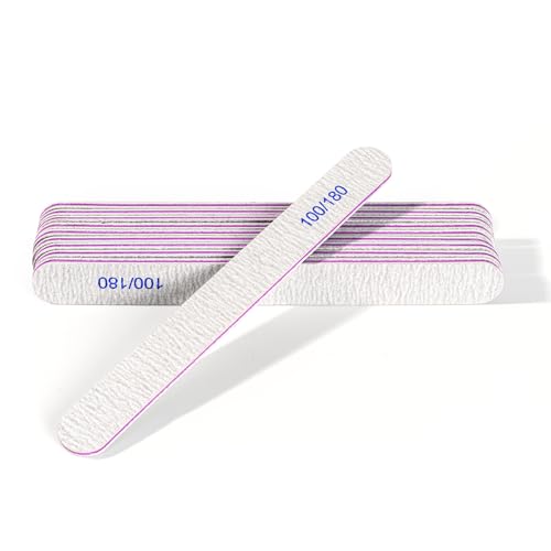 10 limas para uñas 100/180, lavables de doble cara para uñas profesionales, ideales para gel y acrílico, apto para uso en salón y en casa