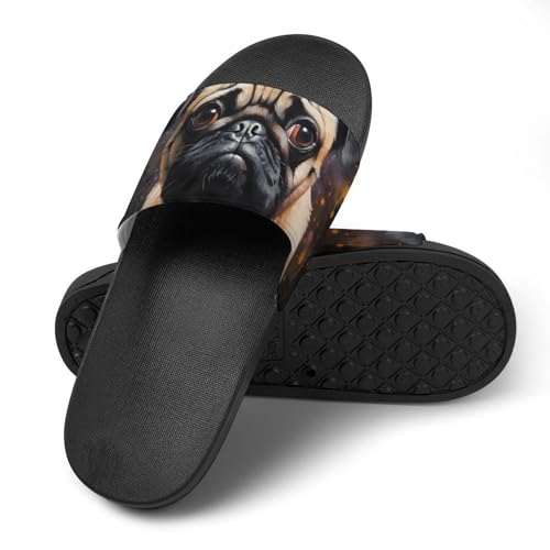 Art Pug Dog House Sandals Non-Slip Bathroom Slippers Beach Summer Shoes for Men Women4