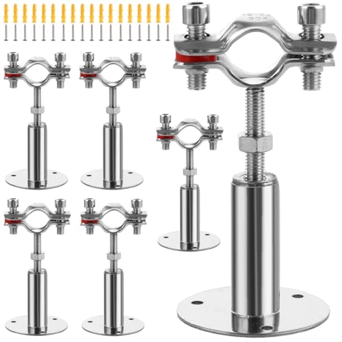 LDHHYH 6Pcs Adjustable Pipe Bracket Clamps, Dia 19-22mm, 304 Stainless Steel Telescopic Pipe Support Brackets with M4 Screws, Wall Mount Ceiling Pipe Support, Ideal for Pipe, Tube or Rod Fixing