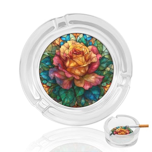 Posacenere in vetro colorato con rose colorate per sigarette Posacenere decorativo portatile per la decorazione di casa e ufficio