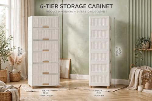 Image of MECHDEL Wardrobe Organizer for Storage /Polypropylene Foldable & Stackable Closet Basket /Cupboard Organizer for Clothes /Mounted Closet Systems (CUPBOARD RACK-WHITE, 6PCS)