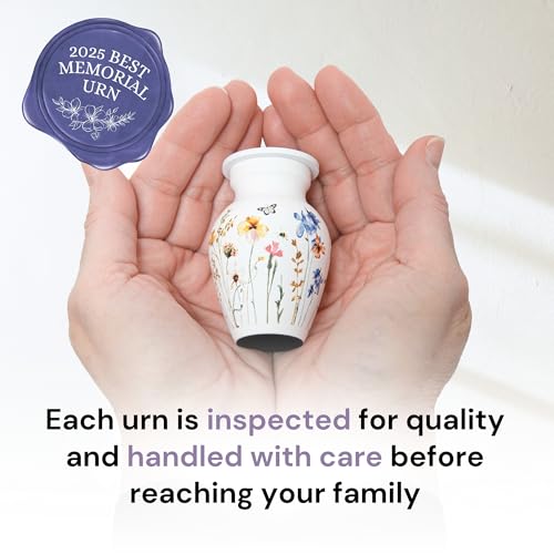 Image of Cremation Urns for Human Ashes Adult Female | Human Urn for Ashes for Women | Decorative for Cremation, Funeral, Burial, Home | Handcrafted Keepsake - Wildflower