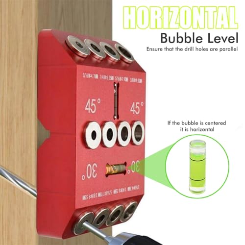 Kopinma Bohrführung mit 30/45/90° Abgewinkelten/Gerade Löchern, 4 Größen, Bohrlehre, Aluminiumlegierung, Bohrführungslehre, 30/45/90° Abgewinkelte/Gerade Löcher für die Holzbearbeitung