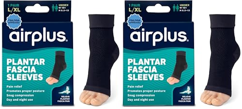 Airplus Plantar Fascia Sleeve Provides Heel and Arch Support, For Men and Women, Large-Extra Large (Pack of 2)