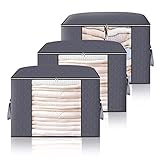 GRAN CAPACIDAD: proporcionamos 3 paquetes de bolsas de almacenamiento de ropa grandes en un juego, el tamaño de cada organizador de bolsa de almacenamiento es de 60 x 40 x 35 cm / 23,6 x 15,7 x 13,7 pulgadas, la capacidad del organizador es de 84 L. El espacio puede acomodar su ropa de temporada, mantas, edredones, chaquetas de plumas, suéteres, almohadas, juguetes, etc. No solo le ahorra espacio, sino que también brinda protección adicional para sus pertenencias.
