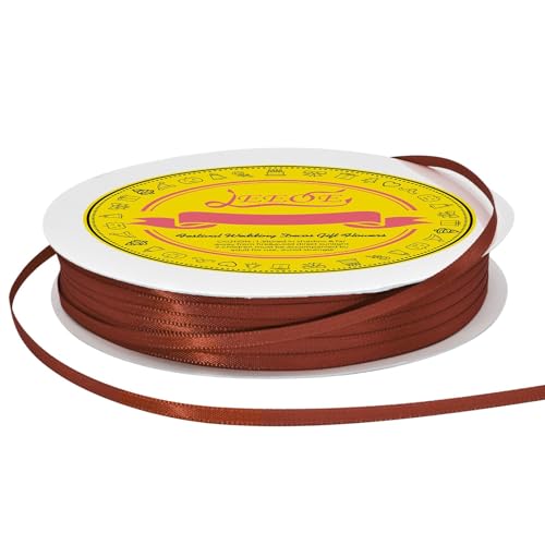 Image of Double Face Rust Satin Thin Ribbon 1 /8 inch X 100 Yards Polyester Rust Ribbon for Gift Wrapping Very Suitable for Weddings Party Hair Bow Invitation Decorations and More