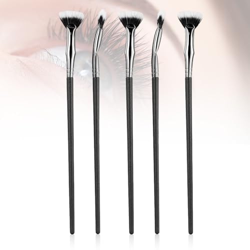 Folding Angle Scalloped Lash Brush, 2024 Upgrade Mascara Fan Brush Angled Fan Shaped Eyelash Brush without Clumps, Lengthened lashes Makeup Tool (5PCS)