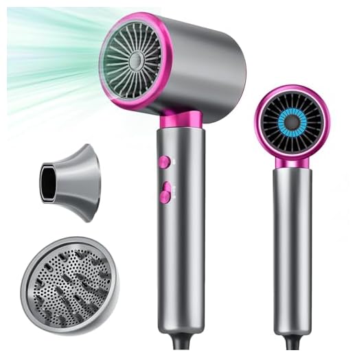 Oskuglin Sèche-cheveux ionique professionnel, 2400 W avec bouton chaud/froid, 3 réglages de température, diffuseur inclus, adapté aux salons de coiffure professionnels/à domicile (Gris)