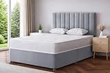 CALISMA Designer Gio Divan Bed with Headboard, Silver Crush Velvet, Spring Mattress (silver crush, 3ft single)