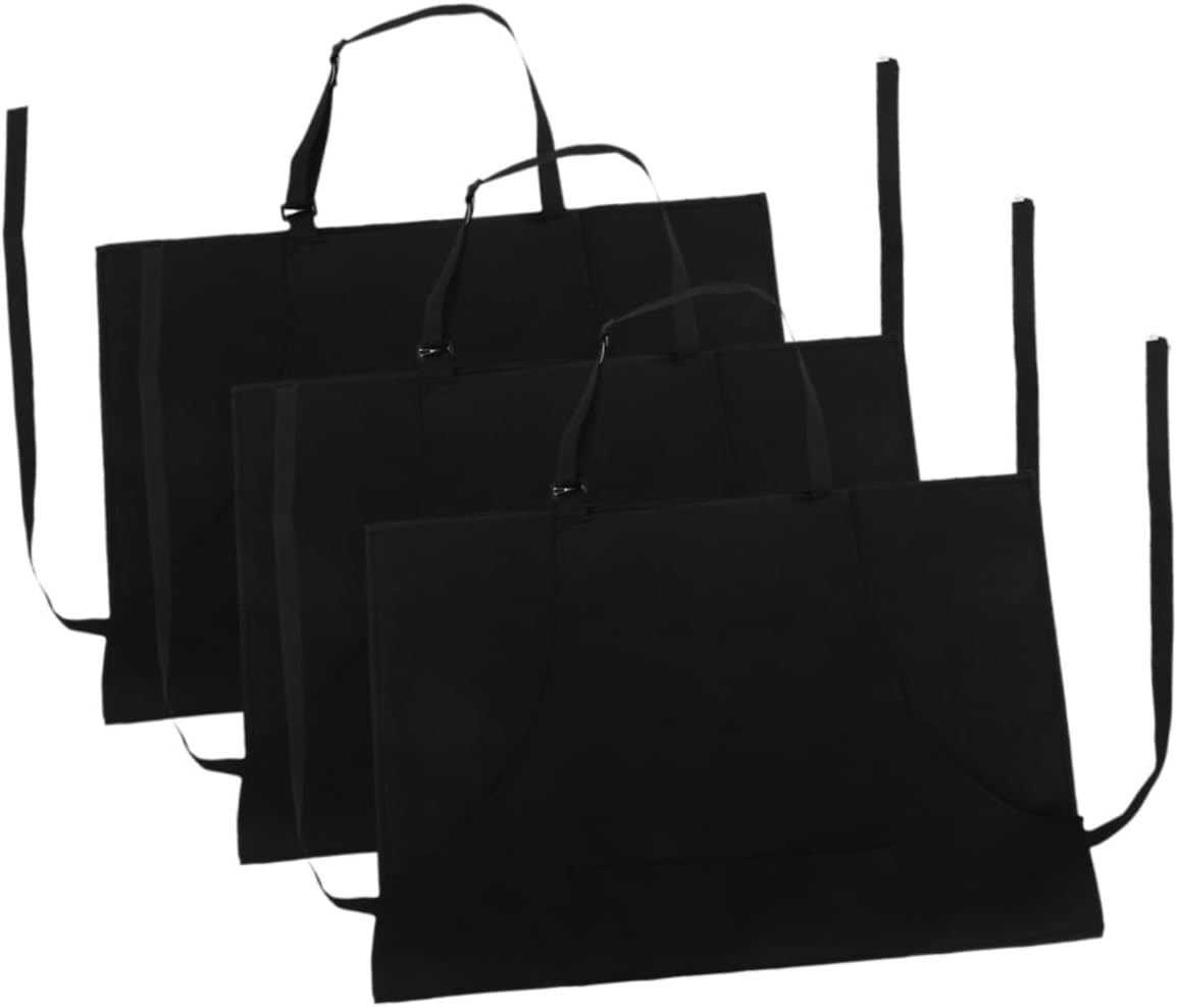 3pcs Adjustable Waterproof Black Chef Apron Set with Dual Pockets, Neck Strap Utility Aprons for Kitchen Cooking, Bbq Grilling, and Gardening