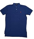 Polo Ralph Lauren Mens Classic Fit Mesh Polo Shirt (M, Dark Blue w/ Orange Pony)