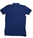 Polo Ralph Lauren Mens Classic Fit Mesh Polo Shirt (M, Dark Blue w/ Orange Pony)