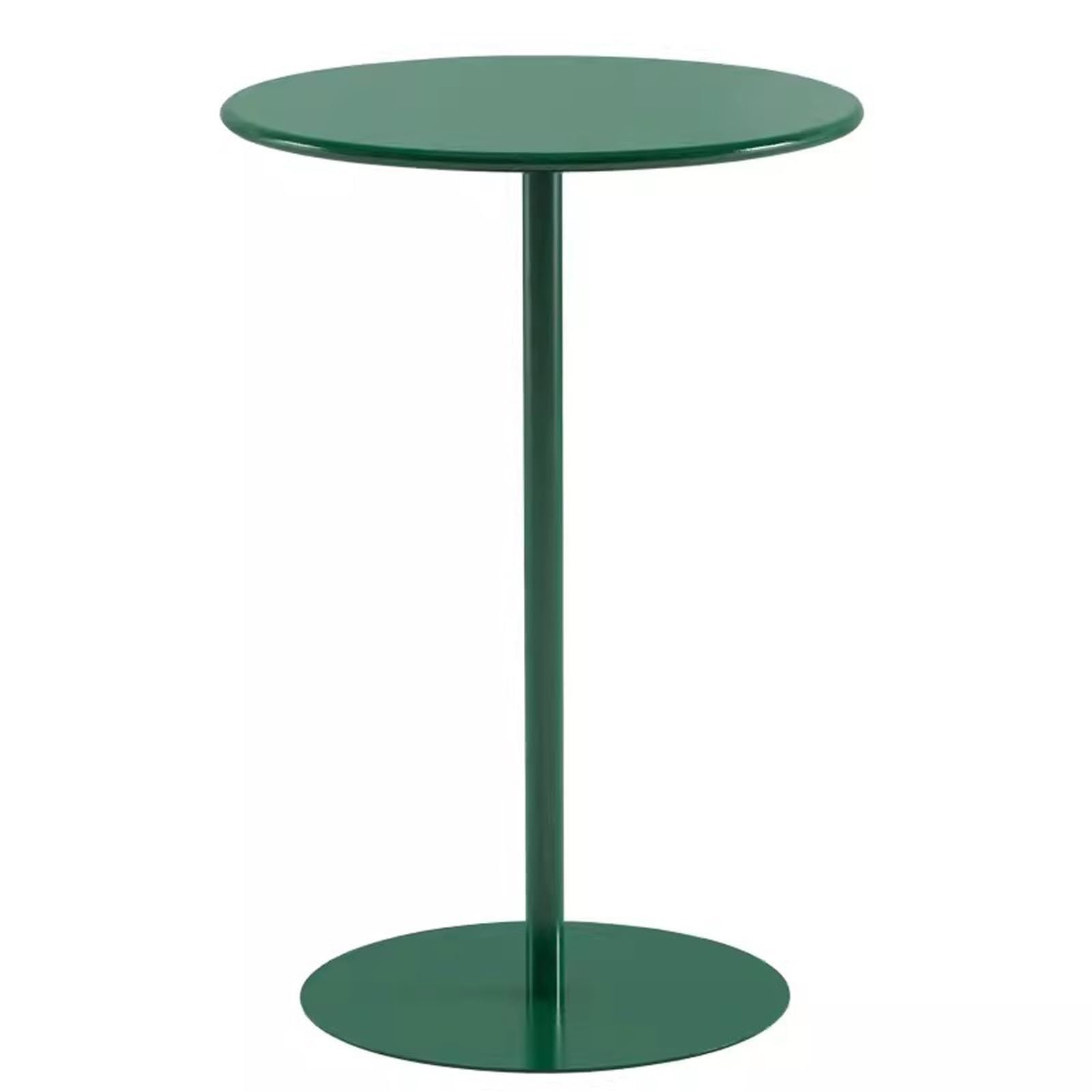 Nowoczesny, wysoki, okrągły stolik boczny z solidną metalową podstawą do salonu, baru w sypialni, jadalni w kawiarni lub bistro, w kolorze zielonym(40x72cm)
