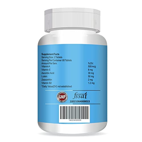 Image of Vokin Biotech TopViz Eye Care Supplement to Improve Vision, Blue Light & Digital Guard (Lutein, Zeaxanthin) - 60 Vegetarian Tablets (Pack of 4)