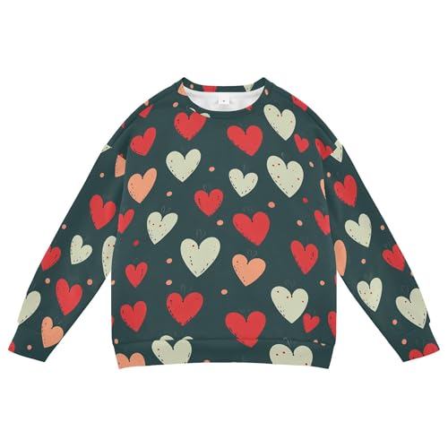 JUNZAN Valentines Hearts Kids Boys Sweatshirt Hoodie Long Sleeve Boys Sweat Shirt Athletic 4T