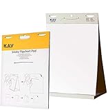 KAV Tabletop Self Stick Flipchart Paper Pad with Plain Perforated 20 Sheets for Office, Presentation, Restaurant, School Home, and Kitchen Notes - 70 g/m² Paper, 58.5 x 50cm