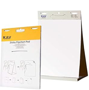 KAV Tisch-Flipchart-Papierblock mit selbstklebender Oberfläche, blanko, perforiert, 20 Blatt für Büro, Präsentation, Restaurant, Schule, Zuhause und Küchennotizen - 70 g/m² Papier, 58,5 x 50 cm