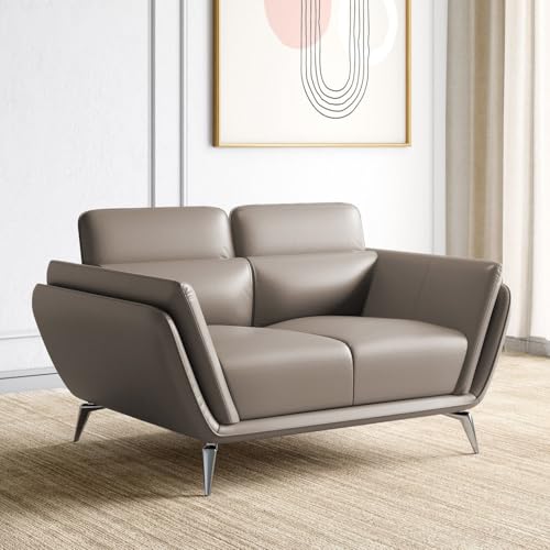 Image of LEGACY OF COMFORT Marcello Faux Leather 2-Seater Sofa - Elegant Seating Solution for Living Rooms, Hotels, and Offices (Light Brown)