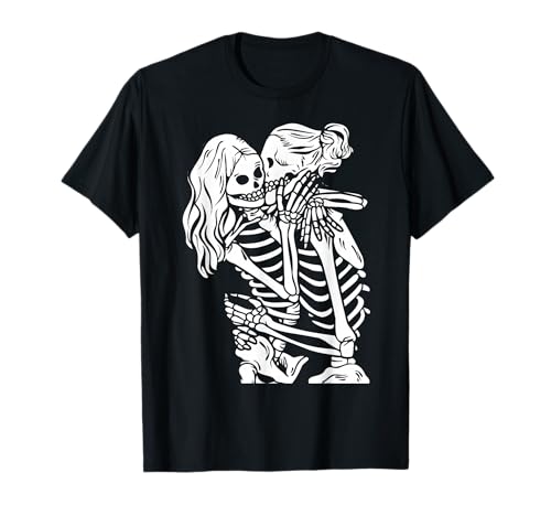 Couple lesbien LGBTQ Pride of Woman Squelettes Amoureux S'embrasser T-Shirt