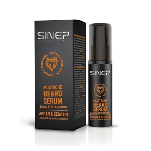 SINEP Sérum profesional para barba y bigote, 50 ml, con argán y queratina, almendra, jojoba y aguacate