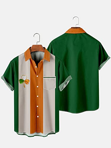 QIVICIMA Boys St Patricks Day Shirts Short Sleeve Clover Button Down Shirts Green Shamrock Casual Shirts4