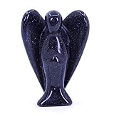 Synthetic Blue Sandstone Carved Gemstone Peace Pocket Guardian Angel Healing Statue 2 inch