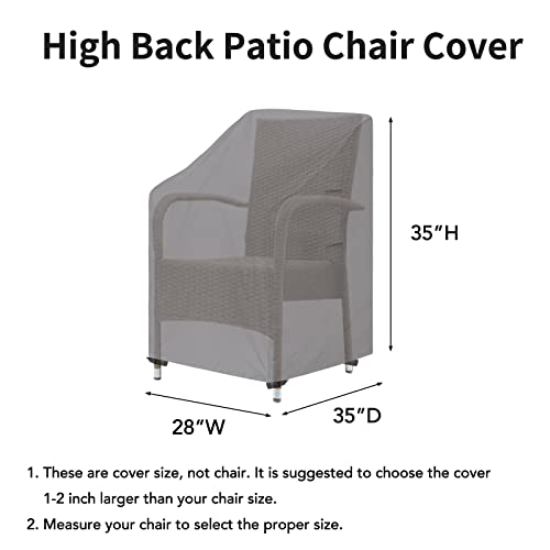 Easy-Going Outdoor High Back Chair Cover UV Resistant Patio Chair Cover Waterproof Lawn Patio Furniture Cover with Tape Sealed Seam (1 Pack-28Wx35Dx35H inch, Grey) - Image 3