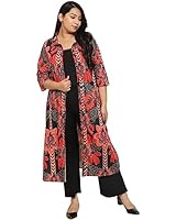 AMYDUS Plus Size Women 2 in 1 Kurta Shrug | Collared Neck | 3/4 Sleeves | Ethnic Wear for Women - 2XL to 9XL