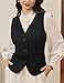 Belle Poque Women Plus Size Vest Fashion Fitted Waistcoat Fall Winter Black Vest (Black, 2XL)