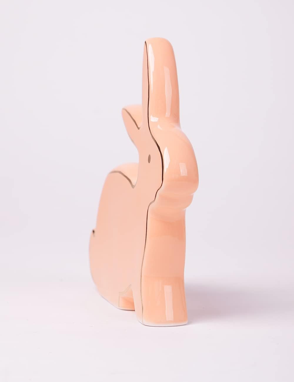 HAUCOZE Rabbit Statue Sculpture Modern Bunny Decor Home Gifts Animal Figurine Table Centerpiece Crafts Ceramic Arts Orange 8.7inch