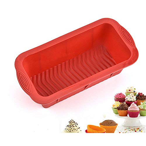 Fliyeong Stockton Cake Moule en Silicone Fondant Moule DIY Pâtisserie Décoration De Gâteau Cookie (Plateau Rectangulaire en Silicone Rouge)